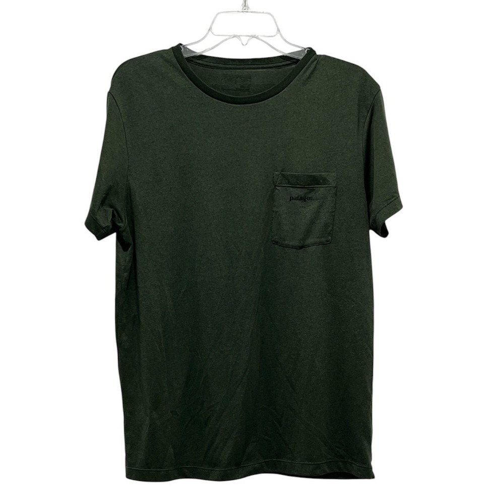 Patagonia Pocket Tee Women's L Olive Green Slim Fit Capilene Cool Daily Shirt